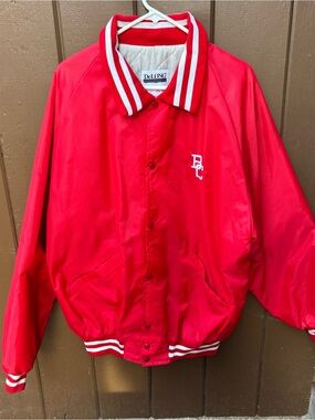 Vintage Delong Men’s Red White Jacket XXL Long BC Made In USA